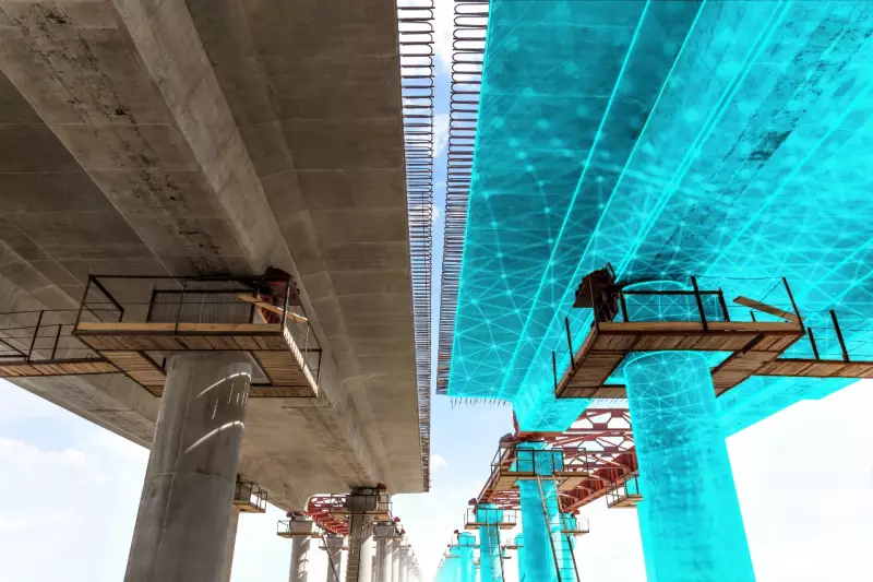Digitaler Zwilling für den Bau einer Brückenüberführung, Anzeige in 